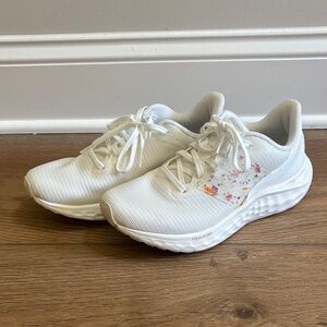 New Balance White Floral Athletic Shoes
